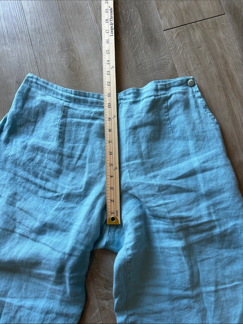 FLAX Light Blue Wide-Leg Linen Chinos Size Small - Picture 3 of 8